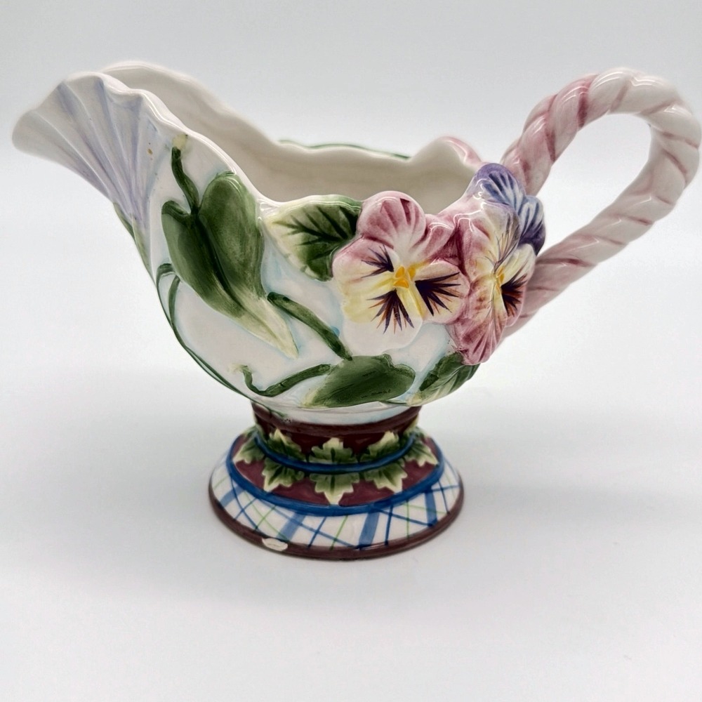 Fitz And Floyd Halcyon Creamer Pansy Floral Ceramic China